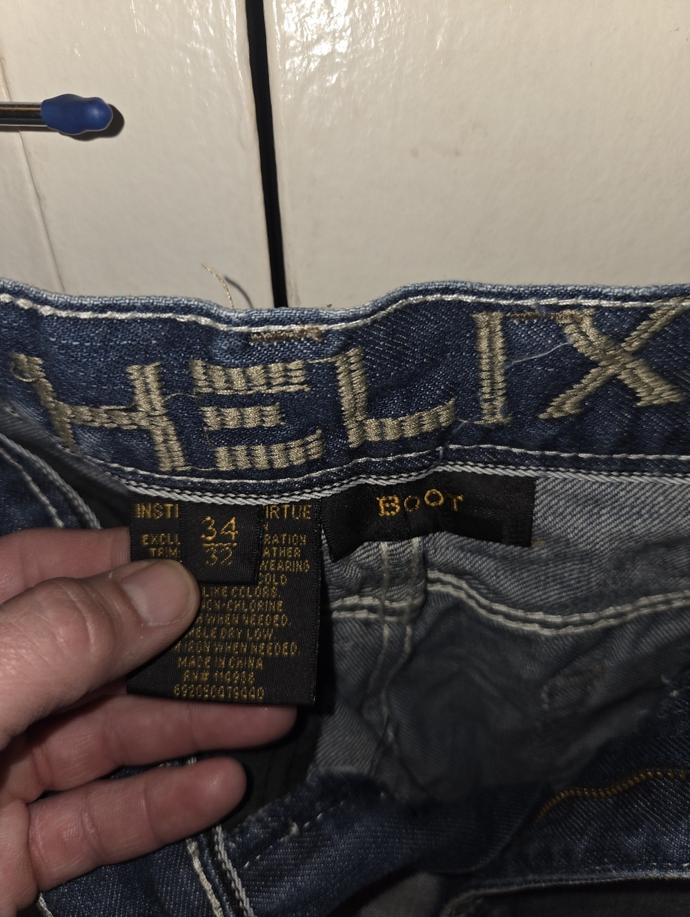 Helix Men’s Bootcut Jeans in Dark Blue Denim